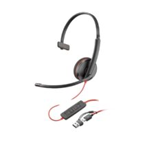 HP Poly Blackwire 3210 USB-C/USB-A Auricular Monoaural con Microfono - Almohadilla Acolchada - Controles en Cable