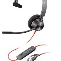 HP Poly Blackwire 3310 USB-C Auricular Monoaural con Microfono - Almohadilla Acolchada - Controles en Cable - Incluye Adaptador a USB-A - Color Negro