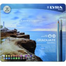 Lyra Graduate Pack de 24 Lapices de Colores Acuarelables con 1 Pincel Incluido - Hexagonal - Estuche de Metal - Colores Surtidos