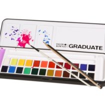 Daler Rowney Graduate Pack de 24 Acuarelas - Medio Godets - Incluye Pincel y Lapiz - Colores Surtidos