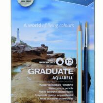 Lyra Graduate Pack de 12 Lapices de Colores Acuarelables con 1 Pincel Incluido - Hexagonal - Estuche de Metal - Colores Surtidos