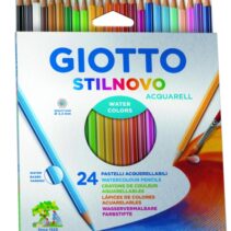 Giotto Stilnovo Acqarell Pack de 24 Lapices de Colores Acuarelables - Forma Hexagonal - Mina 3.3mm - Colores Surtidos
