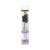 Daler Rowney Graduate Pack de 4 Pinceles para Acuarelas - Pelo Sintetico y de Cabra - Mango Corto