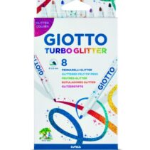 Giotto Turbo Glitter Pack de 8 Rotuladores con Tinta de Purpurina - Punta Fina 2.8mm - Colores Surtidos