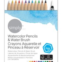 Daler Rowney Simply Pack de 12 Lapices Colores Acuarelables - Incluye Pincel Rellenable - Colores Surtidos