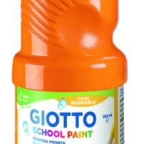 Giotto School Paint Tempera - 500ml - Lista para el Uso - Super Lavable - Botella Bio Pet - Color Naranja