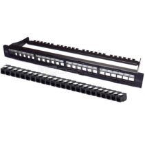 WP Patch Panel de 24 Puertos RJ45 CAT6A UTP - 1U Modular sin Herramientas - Color Negro