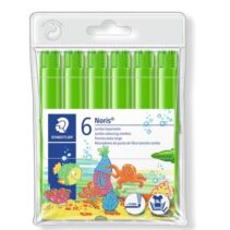 Staedtler Noris Jumbo 340 Pack de 6 Rotuladores Jumbo - Punta de Fibra - Trazo 3mm - Tapa Ventilada - Color Verde Claro