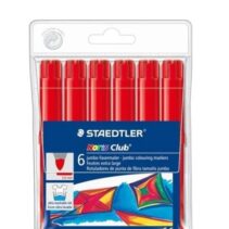 Staedtler Noris Jumbo 340 Pack de 6 Rotuladores Jumbo - Punta de Fibra - Trazo 3mm - Tapa Ventilada - Color Rojo