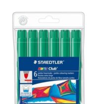 Staedtler Noris Jumbo 340 Pack de 6 Rotuladores Jumbo - Punta de Fibra - Trazo 3mm - Tapa Ventilada - Color Verde