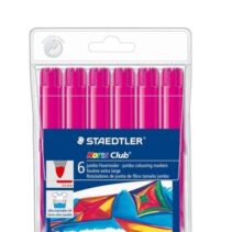 Staedtler Noris Jumbo 340 Pack de 6 Rotuladores Jumbo - Punta de Fibra - Trazo 3mm - Tapa Ventilada - Color Magenta