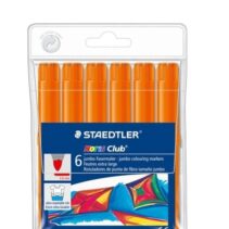 Staedtler Noris Jumbo 340 Pack de 6 Rotuladores Jumbo - Punta de Fibra - Trazo 3mm - Tapa Ventilada - Color Naranja