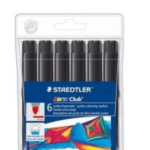 Staedtler Noris Jumbo 340 Pack de 6 Rotuladores Jumbo - Punta de Fibra - Trazo 3mm - Tapa Ventilada - Color Negro