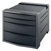 Esselte Europost Vivida Buc de 4 Cajones - 2 Medidas de Cajon - Deslizamiento Suave - Base con Goma Antideslizante - Color Gris/Negro