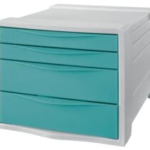 Esselte Colour'Breeze Buc de 4 Cajones - 2 Medidas de Cajon - Deslizamiento Suave - Base con Goma Antideslizante - Color Gris/Azul