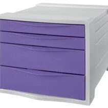 Esselte Colour'Breeze Buc de 4 Cajones - 2 Medidas de Cajon - Deslizamiento Suave - Base con Goma Antideslizante - Color Gris/Lavanda