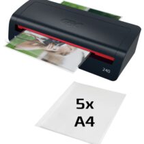 GBC 240 Home Office A4 Plastificadora - Calentamiento en 2 Minutos - Desde Documentos de Identidad hasta Documentos A4 - Compatible con Bolsas de 75 a 125 micras - Color Negro/Rojo