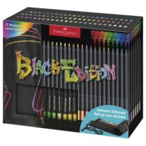 Faber-Castell Black Edition Pack Enrollable de 72 Lapices de Colores - Mina Supersuave - Madera Negra - Ideales para Dibujo sobre Papel Claro