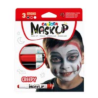 Carioca Mask Up Creepy Pack de 3 Colores para la Piel - Colores Brillantes - Lavables - Base Agua - Incluye Dos Tutoriales Paso a Paso - Colores Blanco
