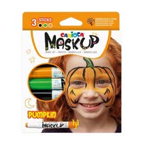 Carioca Mask Up Pumpkin Pack de 3 Colores para la Piel - Colores Brillantes - Lavables - Base Agua - Incluye Dos Tutoriales Paso a Paso - Colores Naranja
