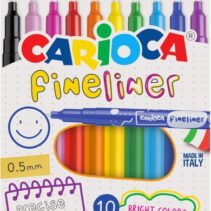 Carioca Fineliner Pack de 10 Rotuladores - Punta Blanca de Acetal 0.5mm - Colores Surtidos