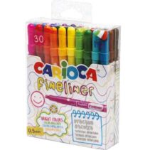 Carioca Fineliner Pack de 30 Rotuladores - Punta Blanca de Acetal 0.5mm - Colores Surtidos