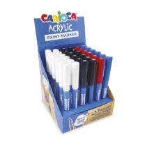 Carioca Acrylic Expositor con 36 Marcadores de Pintura Acrilica - Punta Pincel - Tinta a Base de Agua - Alta Cobertura - Colores Surtidos
