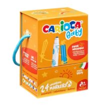 Carioca Baby Caja Rigida con 24 Rotuladores - Punta Redonda y Bloqueada para la Maxima Seguridad - Superlavables - Dermatologicamente Testados - Colores Surtidos
