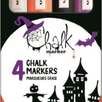 Uni-ball Chalk Colores Halloween Pack de 4 Marcadores de Tiza Liquida - Punta Conica 1.8-2.5mm - Borrado en Humedo - Resistente a la Lluvia - Colores Surtidos