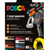 Posca Edicion Limitada Pack de 4 Marcadores de Pintura PC5M + 4 Marcadores de Pintura PC3M + Regalo Bolsa de Tela - Punta Redondeada - Tinta Base al Agua - Colores Surtidos