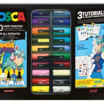 Posca Manga Hero Maleta Metalica con 20 Marcadores de Pintura + 3 Tutoriales - Surtido en Color y Trazo - Punta de Poliester - Tinta Pigmentada Base Agua - Resistente a la Luz - Colores Surtidos