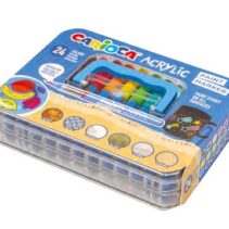 Carioca Acrylic Maleta de Plastico con 24 Marcadores de Pintura Acrilica - Punta Pincel - Tinta a Base de Agua - Alta Cobertura - Colores Surtidos
