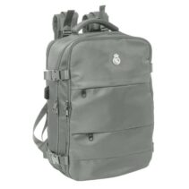 Safta Real Madrid Mochila de Viaje Cabina de 23.1L - Espacio para Portatil hasta 15.6" - USB Integrado - Zapatero con Cremallera - 29x44x19cm - Color Gris