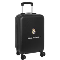 Safta Real Madrid Maleta Trolley de Cabina 20" Rigida - Candado - Asa Telescopica de PVC con Goma - 4 Ruedas 360º - 34.5x55x20cm - Color Negro