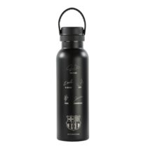 Safta F.C.Barcelona Botella Reutilizable 600mL - Doble Pared - Base de Silicona - Acero Inoxidable - Tapon a Rosca con Asa - 12H Caliente / 24H Frio - 25x7.3x7.3cm - Color Negro