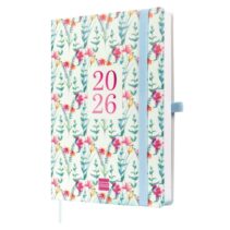 Finocam Capri Agenda Internacional - Anual 2026 - Formato FA5 - 153x23x214mm - 1 Dia por Pagina - Tematica de Flores
