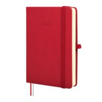 Finocam Minimal Textura Agenda - Anual 2026 - Tapa Dura - Cierre con Goma Elastica - Formato M4 - 124x27x174mm - 1 Dia por Pagina - Color Rojo