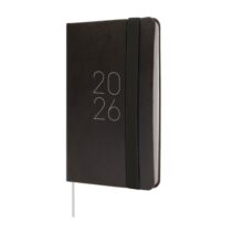 Finocam Flexi Lisa Agenda en Catalan - Anual 2026 - Tapa Blanda - Formato F2 - 85x13x130mm - Semana Vista Horizontal - Color Negro