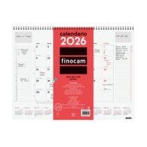 Finocam Vade Calendario de Sobremesa - Anual 2026 - con Espiral - 420x8x320mm - Mes Vista - Color Blanco y Rojo