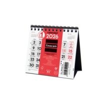 Finocam Calendario de Sobremesa en Catalan - Anual 2026 - 110x40x140mm - Numeros Grandes - Color Blanco y Rojo