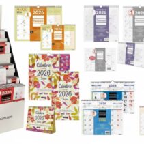 Finocam Expositor de Pie con 163 Calendarios Neutros y Trendy Surtidos en Catalan - Anual 2026 - Estructura de Carton - Color Surtidos
