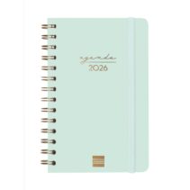 Finocam Alma Agenda en Catalan - Anual 2026 - con Espiral - Formato E5 - 131x19x190mm - Semana Vista Horizontal - Color Menta