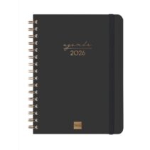 Finocam Alma Agenda en Catalan - Anual 2026 - con Espiral - Formato E10 - 172x19x220mm - Semana Vista Horizontal - Color Negro