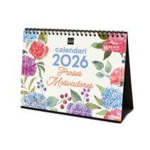 Finocam Calendario de Sobremesa en Catalan - Anual 2026 - Imagenes Variadas - Espacio para Escribir - Tematica de Frases Motivadoras