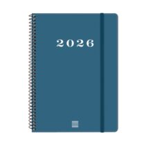 Finocam My Agenda de Espiral - Anual 2026 - Tapa Dura Antirayaduras - Formato E10 - 171x9x212mm - Semana Vista Horizontal - Color Azul