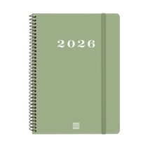 Finocam My Agenda de Espiral - Anual 2026 - Tapa Dura Antirayaduras - Formato E10 - 171x9x212mm - Semana Vista Horizontal - Color Verde