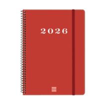 Finocam My Agenda de Espiral en Catalan - Anual 2026 - Tapa Dura Antirayaduras - Formato E10 - 171x9x212mm - Semana Vista Horizontal - Color Rojo