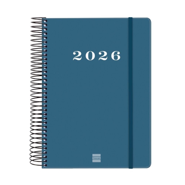 Finocam My Agenda de Espiral - Anual 2026 - Tapa Dura Antirayaduras - Formato E10 - 185x20x212mm - 1 Dia por Pagina - Color Azul