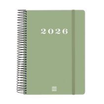Finocam My Agenda de Espiral - Anual 2026 - Tapa Dura Antirayaduras - Formato E10 - 185x20x212mm - 1 Dia por Pagina - Color Verde