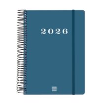 Finocam My Agenda de Espiral en Catalan - Anual 2026 - Tapa Dura Antirayaduras - Formato E10 - 185x20x212mm - 1 Dia por Pagina - Color Azul